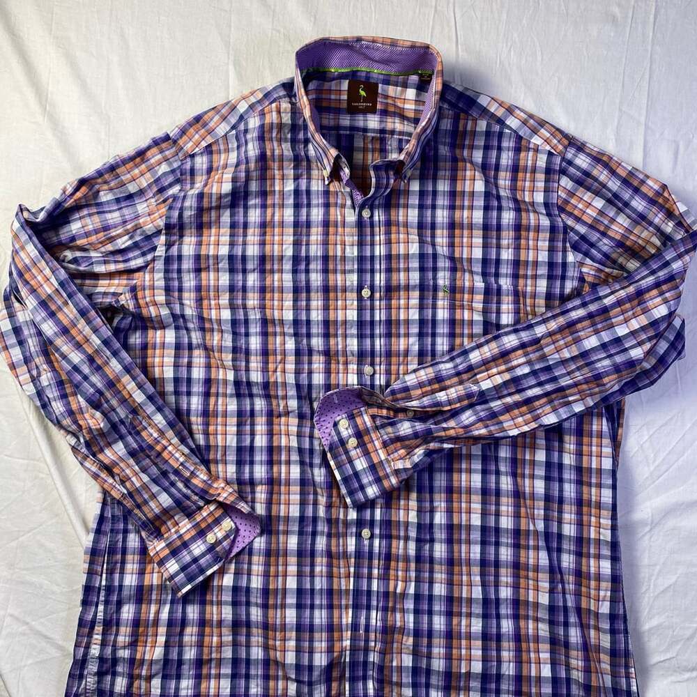 Tailorbyrd Plaid Long Sleeve Shirt Size 2XLT Purple Orange White